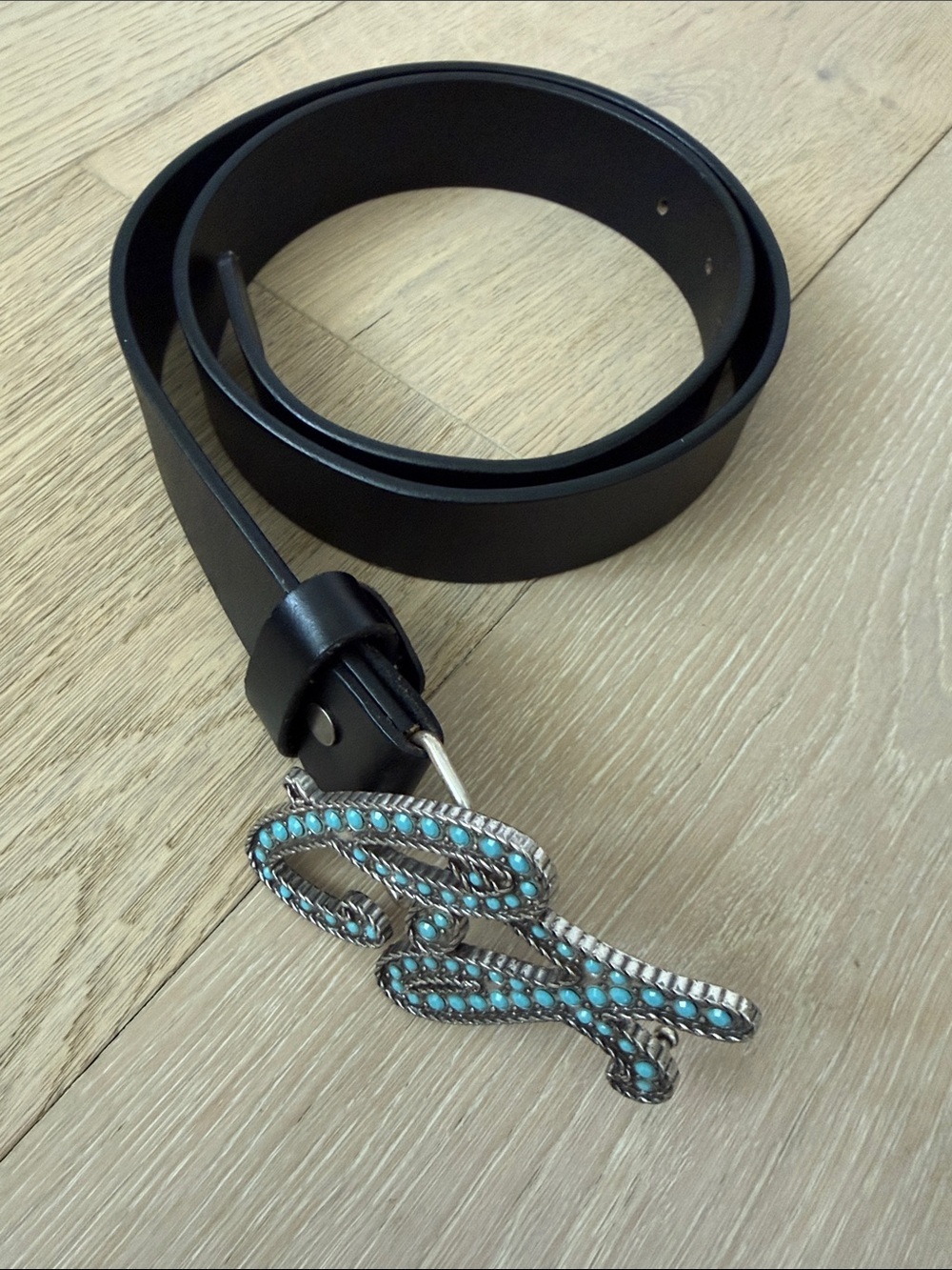 Liu Jo leather turquoise stone buckle  belt